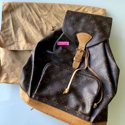Authentic Louis Vuitton Montsouris Gm Monogram Canvas Backpack