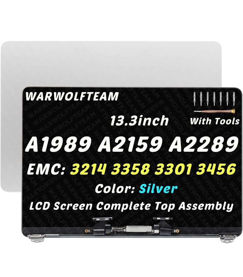 13.3in Screen Replacement for MacBook Pro A2159 A2289 A1989 EMC 3214 EMC 3358 EMC 3456 EMC 3301 - Silver