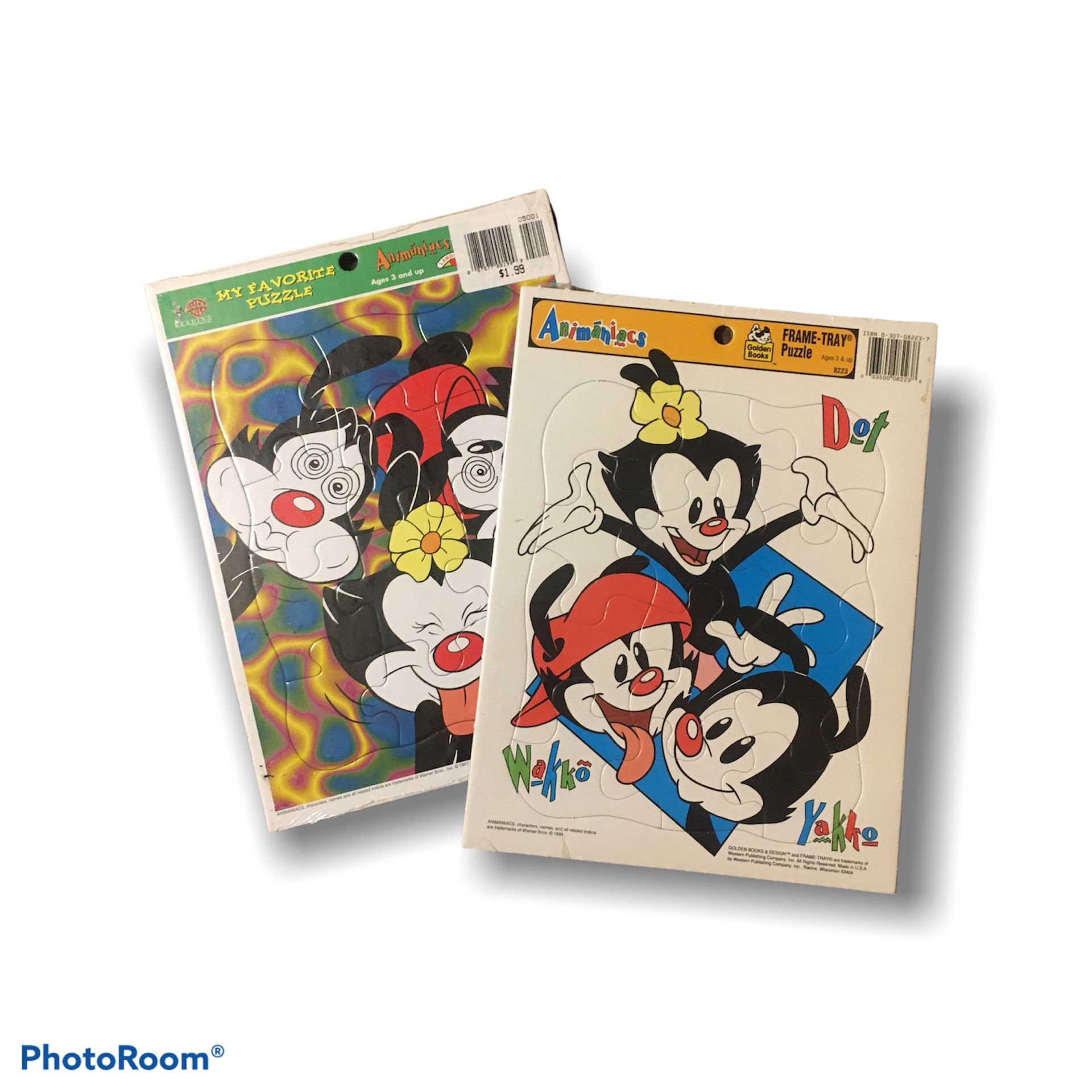 Vintage Animaniacs Puzzles (Frame-Tray style) Cardboard Set of 2 SEALED!