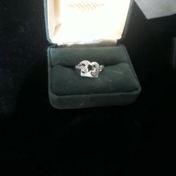 Sterling Silver Moon & Star Cz Ring Sz 7 Or 8 Available