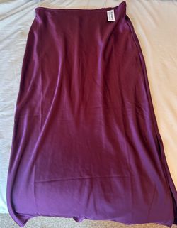 Burgundy Silk Midi Skirt- Women’s Large