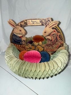 Antique Beistle paper honeycomb Easter basket decoration