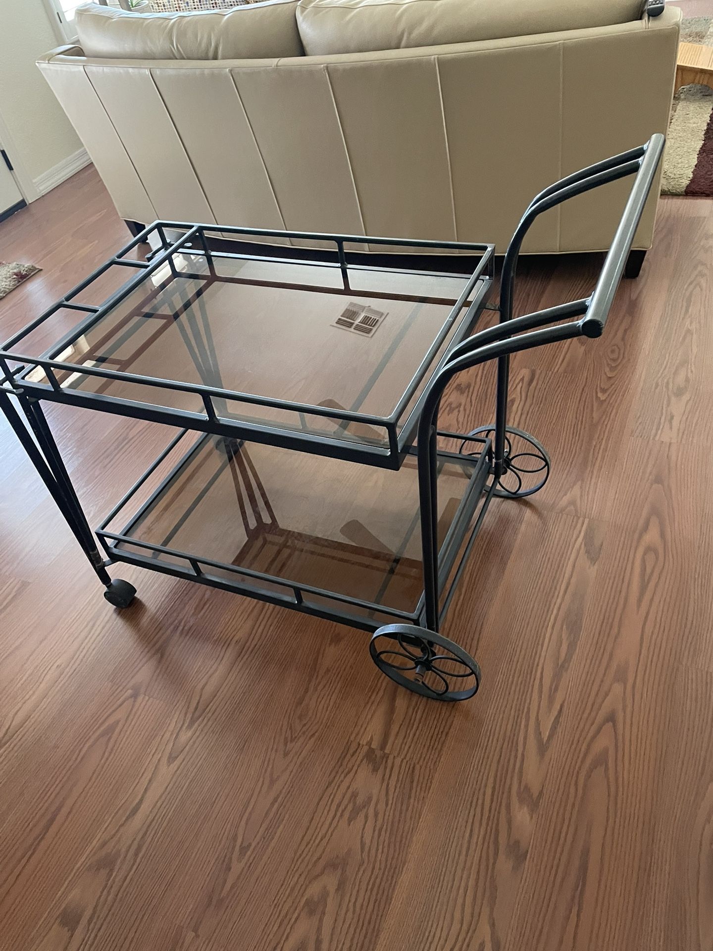2 Tier Rolling Bar Cart