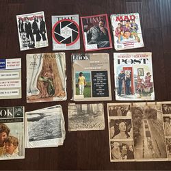 Old magazines 1960s 1940s WW2 clippings