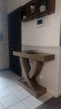 LITTLE TREE 43.3 Inch Entryway Table, Farmhouse Wooden Console Table Behind The Couch, Rectangular Sofa Table for Entrance, Hallway, Living Room, Foye