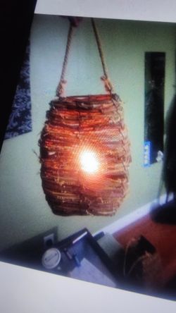 Brown Rattan Lantern with Cand Holder