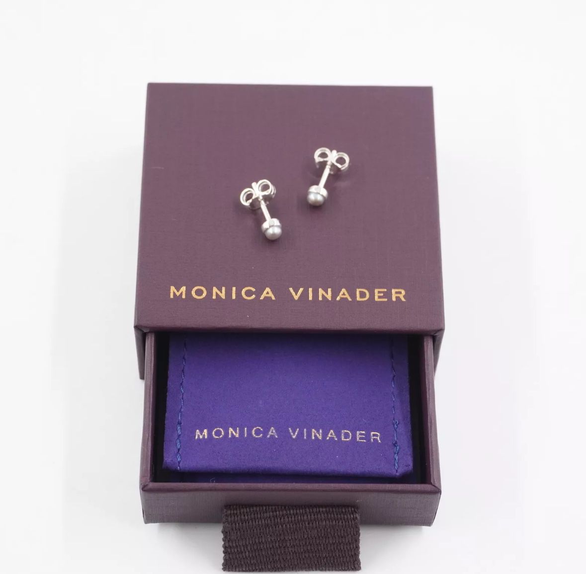 Monica vinader Sterling Silver Mini Pearl Stud Earrings Freshwater Pearls