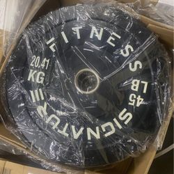 A pair of 45 pounds bumper weight