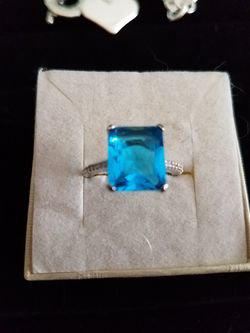Swiss blue topaz ring