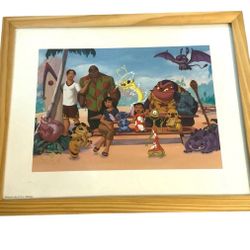 2003 Exclusive Commemorative Lithograph Disney Store Lilo Stitch Art Print Frame