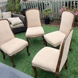 4 Wooden Chairs  Color Tan 