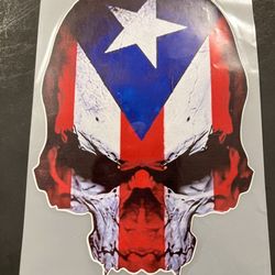 Puerto Rico skull decal
