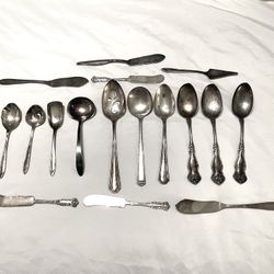 A Collection Of Antique Some Silver, Mostly Heavy, Silver Plate Flatware