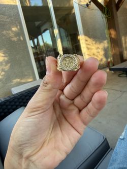 Gold-Tone Saint Michael Signet Ring