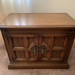 70’s Vintage Solid Oak Dresser And Nightstand 