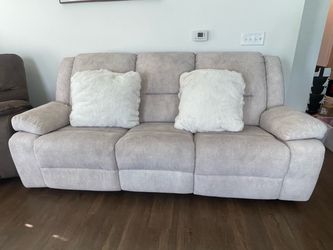 Light Gray Fabric Reclining Sofa