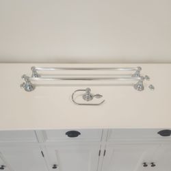 Two 24" Towel Bars & Toilet Paper Holder (Chrome)