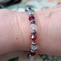 Red And Clear Bead Crystal Bracelet