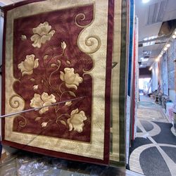 8x10 Area Rugs Carpet Rugs Transitional Design Thick Colors Red Beige