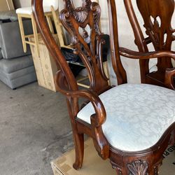 Fancy chairs all wood with pearl cushions