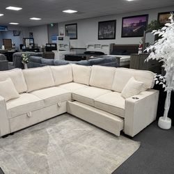Beige Sofa Sectional Sleeper