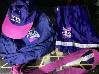 Vintage XL 1980/90s FILA Women’s Sports Skirt, Hat And Backpack Lot Of FUNKY FRESH Sports Wear 