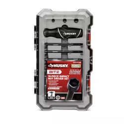 Husky BITE SAE Impact Ready Interchangeable Nut Driver Set with Cushion-Grip Handle (10-Piece