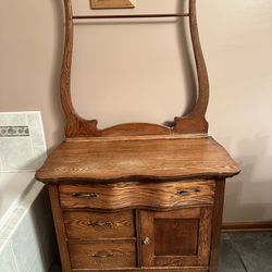 Antique dry Wash Stand Cabinet With Towel Rack
