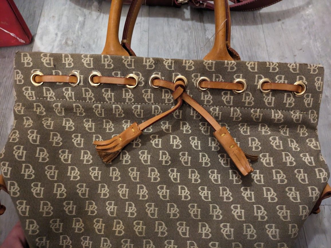 Authentic Dooney And Bourke Vintage Monogram Canvas Tote Bag New 