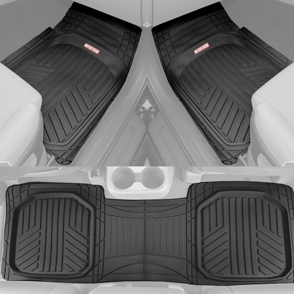 Waterproof TriFlex Rubber Floor Mats for Cär Vän SÜVs Trück w/ Rear Liner Black