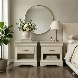 Grand-Scale Neutral Bedside Tables / Nightstands PRICE FIRM