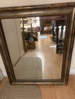 Large Rustic Antiqued Bronze Wall Mirror 28.5 x 35.5