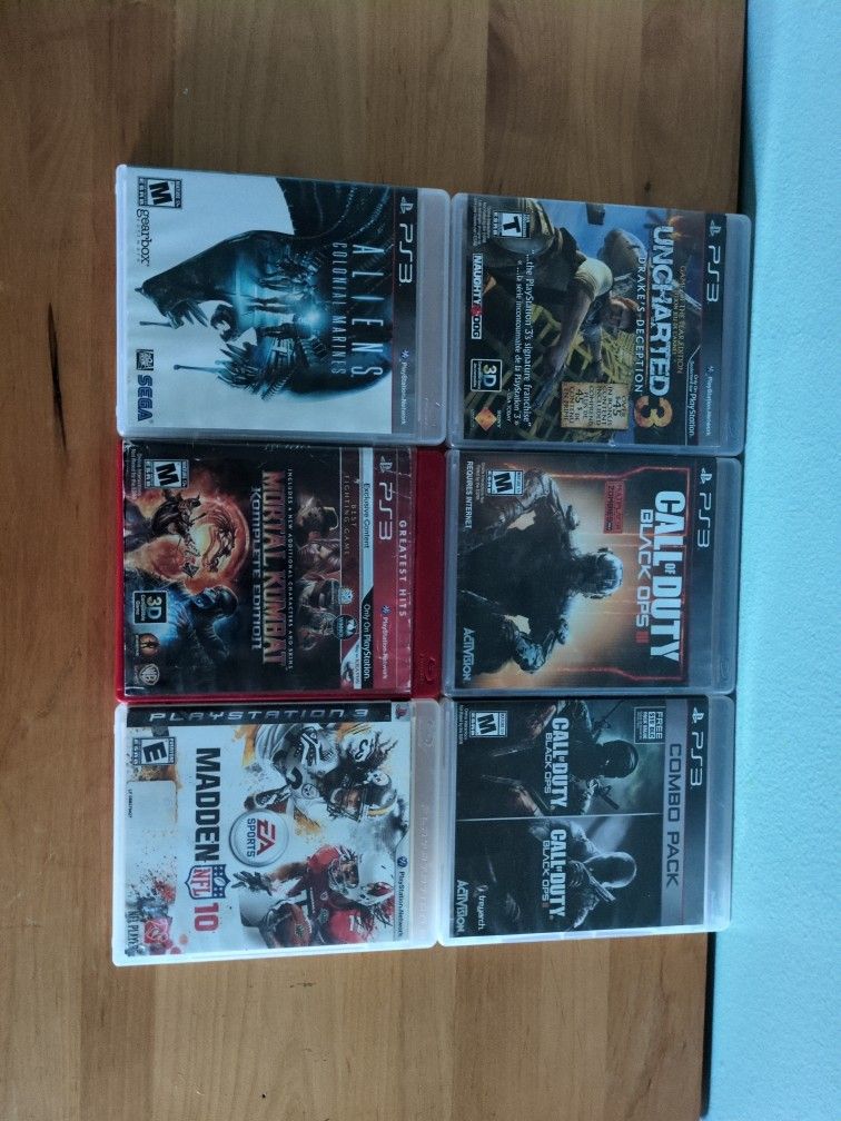 6 PS3 Games, Some Have Two Inside, All Work Perfect Fine None Damaged