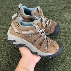 Keen Voyageur Hiking Shoes Brown Brindle Alaskan Blue Leather Women’s Sz 5