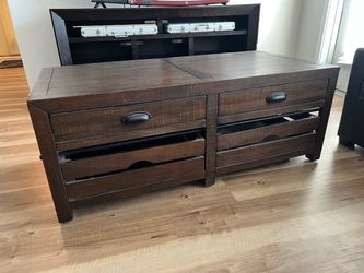 Dark Wood Coffee Table w/4 Drawers