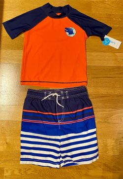 NEW Carter’s Dino Boy’s 2 Pcs Swim Set Top & Shorts, Size 5T/5A