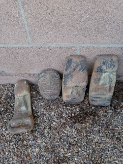 Set Of 4 Tiki Face Wall Hangers Each Stone Look Heavy And Solid Tiki Style Car Culture Man Cave Art Wall Art