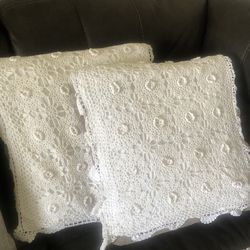2 long crochet pillows cases