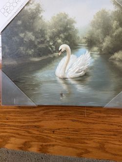 NWT Decorative Swan Canvas Wall Art size 14x11”