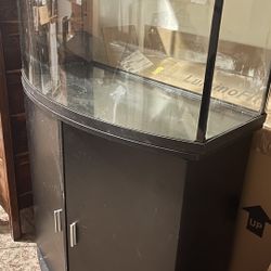 Bow front Fish Tank On Black Cabinet Stand