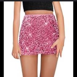 Sequin Skirt High Waisted Glitter Sparkly Bodycon Mini Skirt