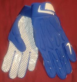 Brand New Nike D-Tack Football Gloves Royal Blue White Padded Lineman Men Size Large
