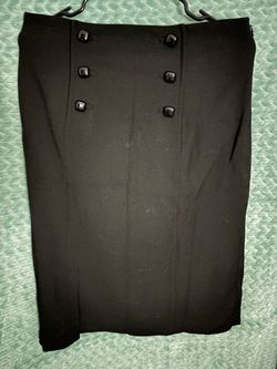 Black Pencil Skirt with Double Button Detail