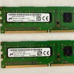 Micron 8G Kit (2X4G) PC3-12800U  11-13-A1  DDR3 PC RAM -  MT8JTF51264AZ-1G6E1 