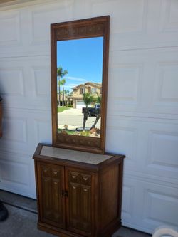 Antique mirror and cabinet