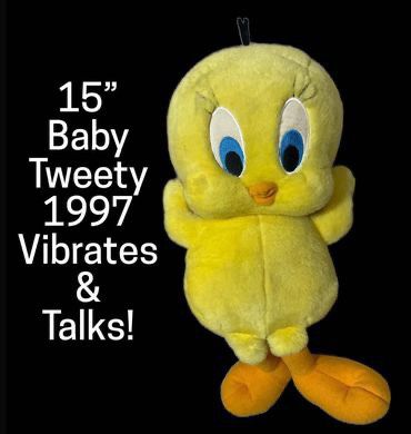 Vintage 1997 - 15” Talking, Giggles, & Vibrating Tweety Bird - Baby Looney Tunes / Tiny Toons