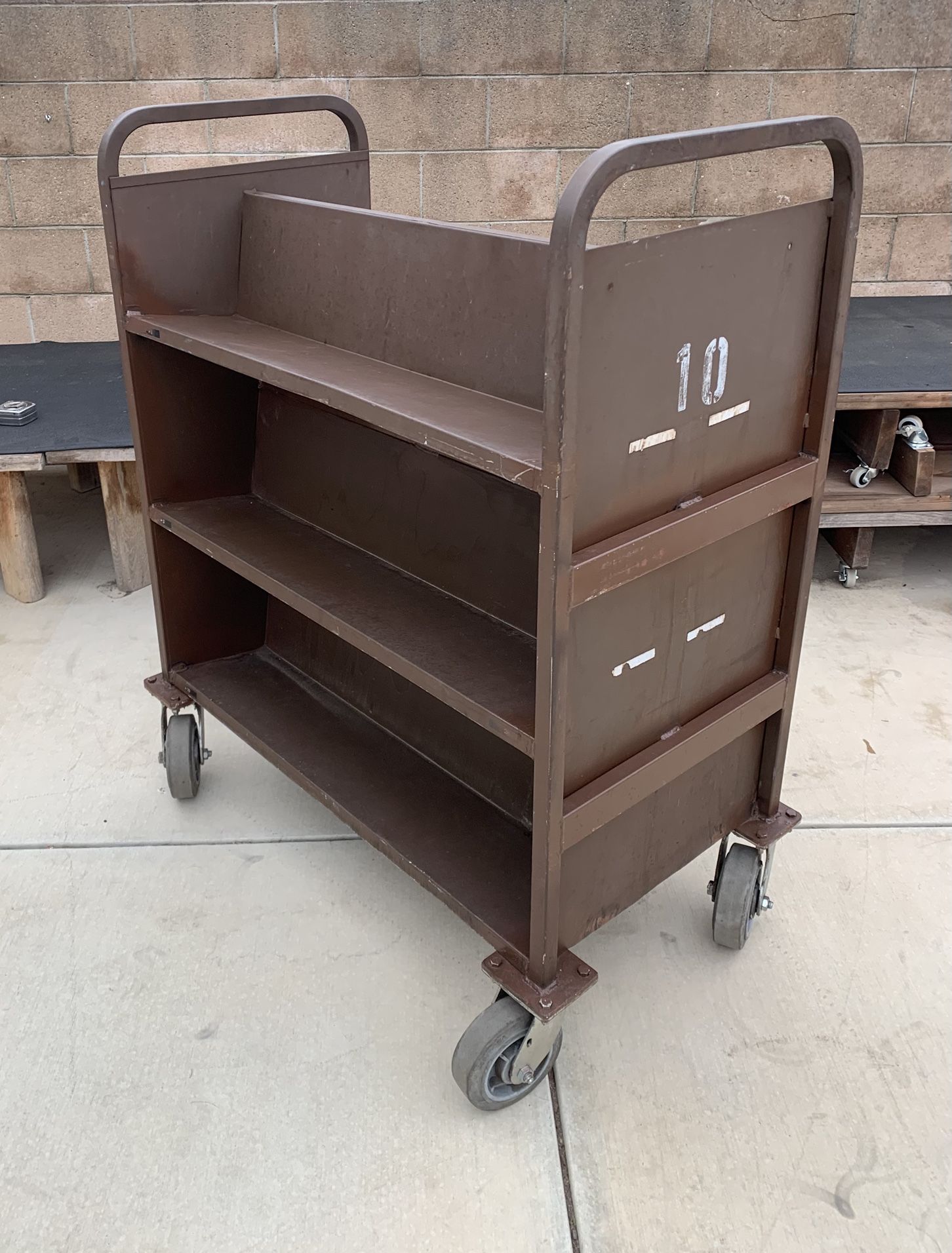 Antique Heavy Duty Metal Library Book Cart