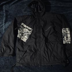 Grenade Fatigue Project XL Snowboard Jacket Newsprint Punk Rock Hooded Zip