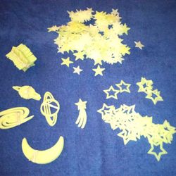 GLOW IN THE DARK WALL DECOR STARS SPACE GALAXY SHAPES
