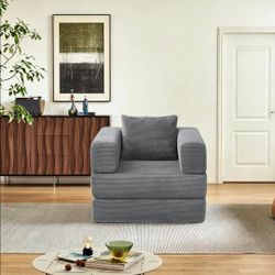 37.5'' Folding Sofa Bed Convertible Sleeper Chair with Pillow, Washable Fabric Fold Out Chair Bed Floor